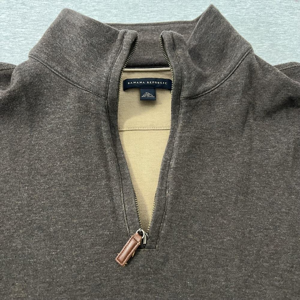 Banana Republic Sweater Mens XL Brown‎ Quarter Zip Pullover Cotton Knit Y2K 2008 - Picture 3 of 12